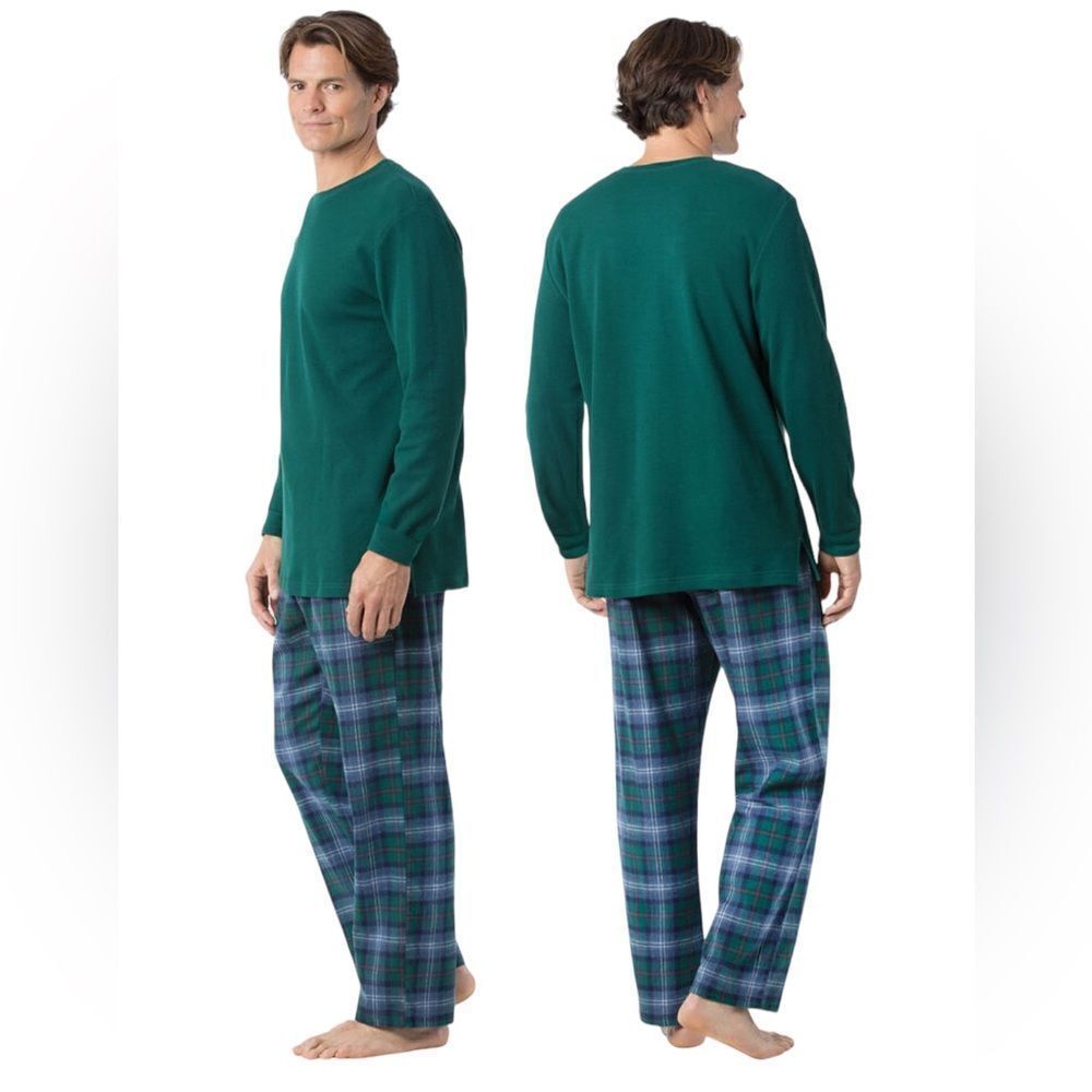 Pajamagram Mens 100% Cotton Plaid Pajamas Size Size Large
